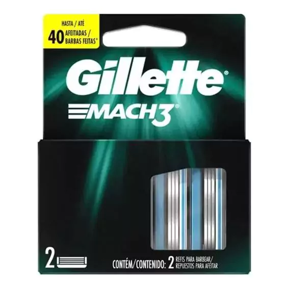 Carga para Aparelho de Barbear Gillette Mach3 c/ 2 refis